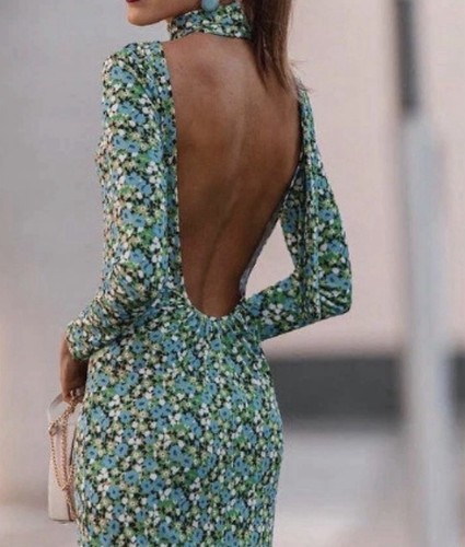 Zara floral backless - backless, dress