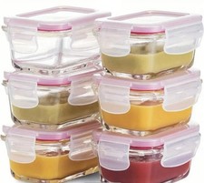 Glass Baby Food Storage Containers 130ml 6pk BPA-Free Leakproof Jars L2