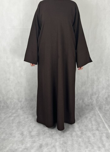 Brown textured abaya - ,