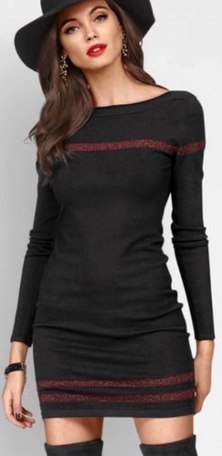 Black metallic sweater dress - sweater, s