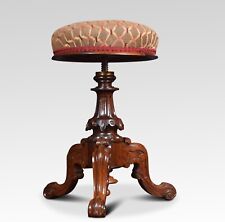 Rosewood Adjustable Piano Stool | Turned Carved Column & Cabriole Legs