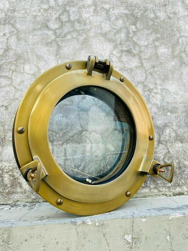 Antique brass canal boat - brass, 12"