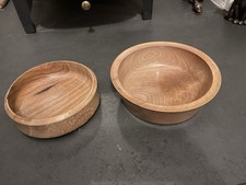 Pair Of Handmade Wooden Bowls From British Woods. 7.5 And 6 Inches. VGC