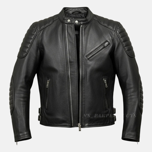 Mens black leather motorbike - mens,