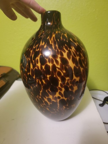 Large glass vase amber - amber, brown