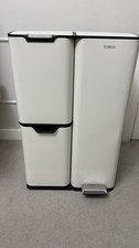 Tower 60L 3-Compartment Recycling Pedal Bin Cream – Dented Side – All Working