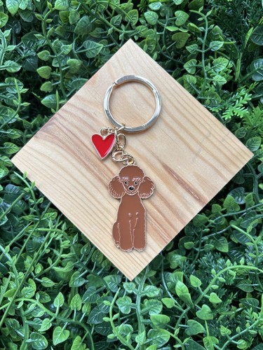 Brown poodle dog keyring gift - brown,