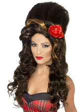 Amy Winehouse Wig Rehab Brown Beehive 80s Fancy Dress Accessory