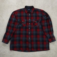 Van Heusen Flannel Shirt Mens Extra Large 90s Red Black Check Plaid Lumberjack