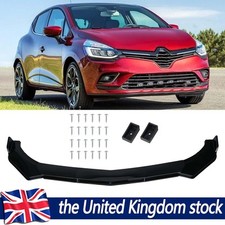 Gloss Black Front Bumper Lip Splitter Spoiler Under Chin For Renault Clio Hatch