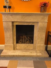 Inset Gas Fireplace with Stone