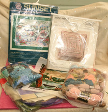PART STARTED WOOL TAPESTRY KITS, PERI LUSTA VIOLET/ROSE BRAID CUSHION, 5 TO MAKE