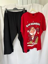 Tesco Disney Mens Christmas Red & Black Bah Humbug Pyjamas, XL, VGC