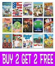 Cartoon TV Shows Posters Wall Art Decor A4 A3 A2 Maxi Top Shows Best Comedy 2018