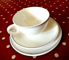 Gustavsberg White Swedish Modernist Trio Teacup saucer plate