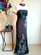 MONSOON DRESS Gothic Wedding Black VAMP Maxi Strapless Trailing Evening Gown 8
