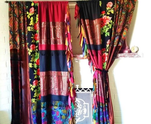 Sari patchwork curtain drape - curtain,
