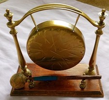 Brass dinner gong vintage with - brass,