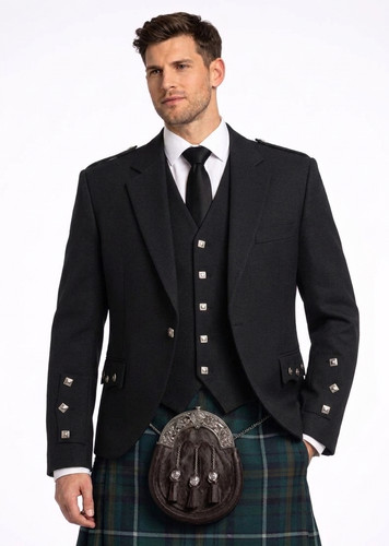 Black men argyle kilt jacket - men's,