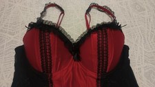 No Secret Wired And Padded Sleeveless Black/Red Babydoll UK Size 36D