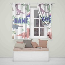 Dinosaur Colour and Name Curtain Personalised Kids Bedroom Custom Dino Design