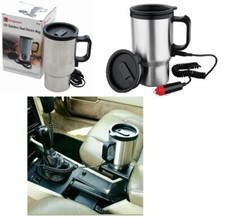 12V STEEL ELECTRIC TRAVEL MUG JUG KETTLE CAR HEATED CAMPING TEA COFFEE FLASK 113