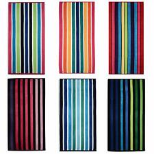 Striped Beach Towel Large Velour Travel Camping Swimming Soft Cotton Towel