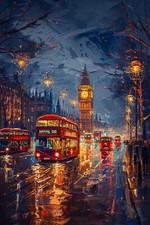 London Big Ben Red Bus Canvas