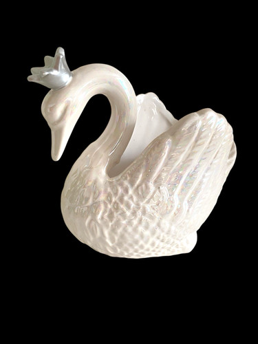 Swan planter small - swan, iridescent