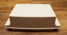 Vintage 7-1/4" Almond Beige Tupperware 2 Stick Butter Dish #1512 w/Lid #1511 EUC