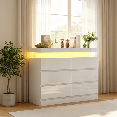 High gloss drawer chest of - high,