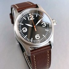 NologoBlack Dial Vintage 36mm Tandorio Automatic Pilot NH35 Watch 20ATM Sapphire