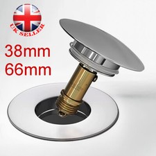 38/66mm Chrome Pop Up Basin Waste Bathroom Sink Push Button Click Clack Plug UK