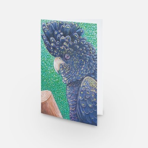 Black cockatoo greeting card - black,
