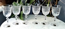 6 Lead Crystal Hand cut Ludvic pattern French Wine Glasses 24% Pbo 150 ml - WB14