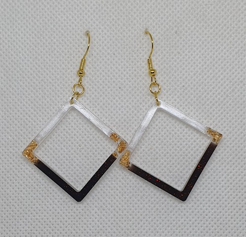 Handmade resin earrings white - handmade,