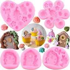 Enchanted Vintage Fairy Garden Fairy Gnome Home Door Window Silicone Molds Flowe