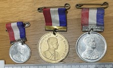 3x Rare Antique Abdicated HM King Edward VIII Coronation Medals 1936 & Ribbon