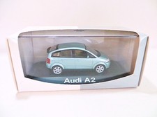 MINICHAMPS 'AUDI A2' LIGHT METALLIC BLUE. 1:43 MIB/BOXED. RARE DEALER PACKAGING.