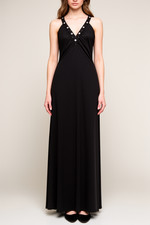 LONG BLACK STRAP DRESS EVENING
