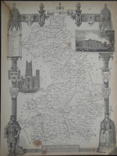Original Antique Map of Cambridgeshire (c1845) County Map, East Anglia, England