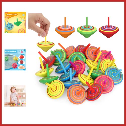 Colorful wooden spinning - spinning, tops