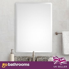 Rectangle Bathroom Mirror Frameless Bevelled Edge Portrait Landscape 60cm x 45cm