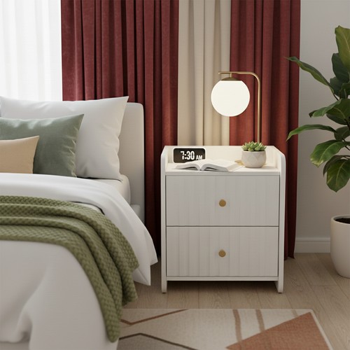 White bedside table cabinets - white,