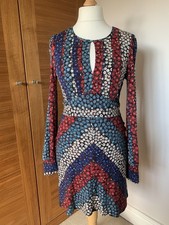 Celia Birtwell Dress for Topshop Backless Ditsy Print Blue Long Sleeve UK12