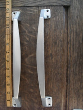 1  pair of retro deco door handles 1960s 70s aluminum double door handles 12"H