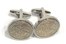 Sixpence for luck Wedding Cufflinks slv 1937 - 1967