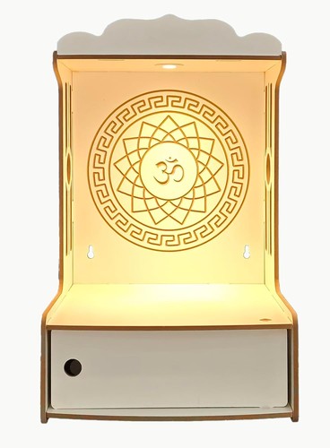 Wooden pooja mandir with door - with,