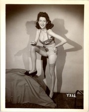 1940s Pin Up Boudoir Photograph Seamed Stockings Garter Belt Heels Vintage
