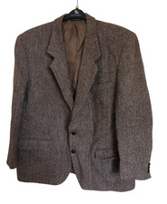 Vintage Harris Tweed 46S Brown Herringbone Country Sport Blazer 100% New Wool